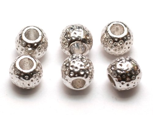 10 st metallkulor, 6x7 mm, H�l 3 mm, silverf�rgade