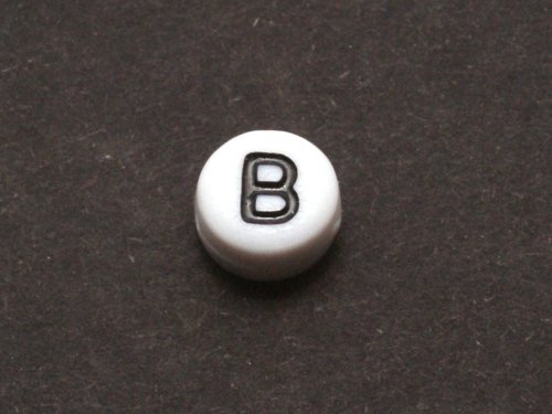 1 st vit bokstavsprla i acryl, 7 mm, B