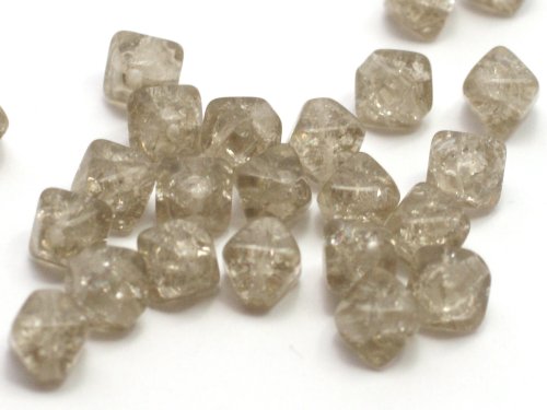 25 st krackelerade pyramidprlor, 6 mm, Black Diamond