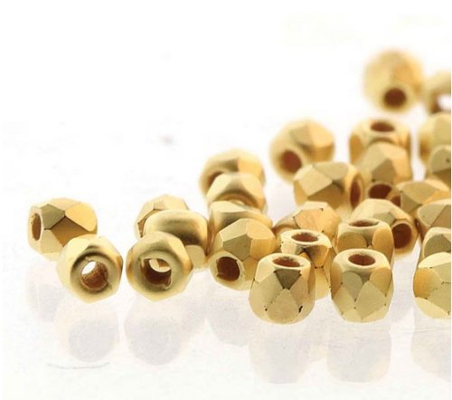 50 st Firepolished 2 mm, 24 K Brush Gold Plated