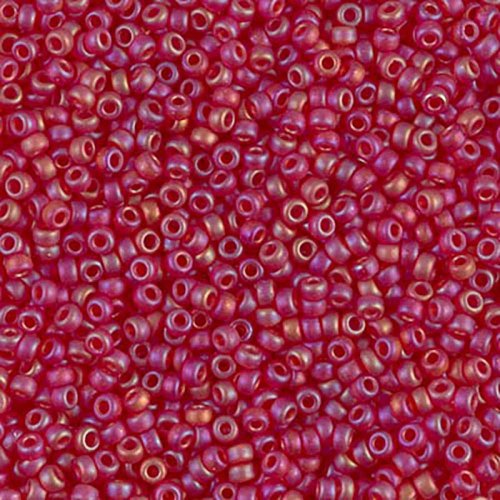 10 g 11/0 Seedbeads, Matte transparent Red AB