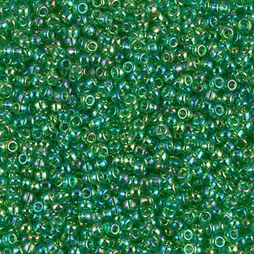 10 g 11/0 Seedbeads, Transparent Light Green AB