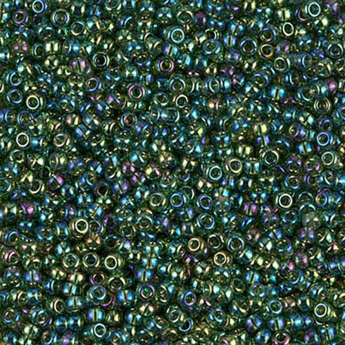 10 g 11/0 Seedbeads, Transparent Olive Green AB