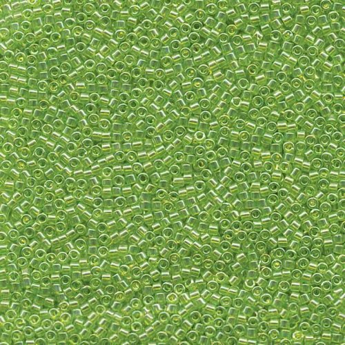 5 g 11/0 Delicas, Transparent Lime Luster