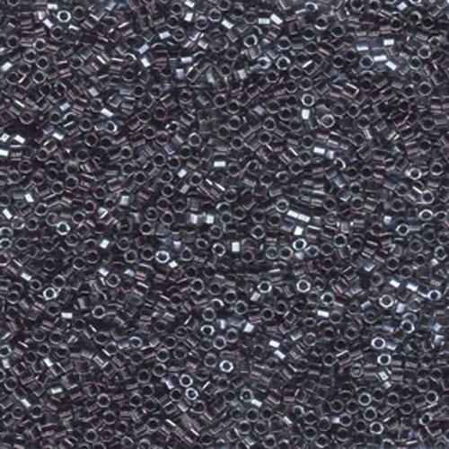 5 g 11/0 Delica Hexcut, Sparkling Charcoal Lined Luster