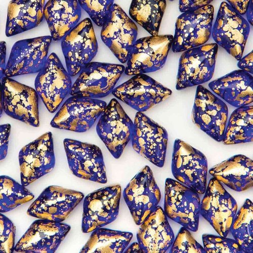 30 st Gemduo, 5 x 8 mm, Transparent Gold Splash Cobalt