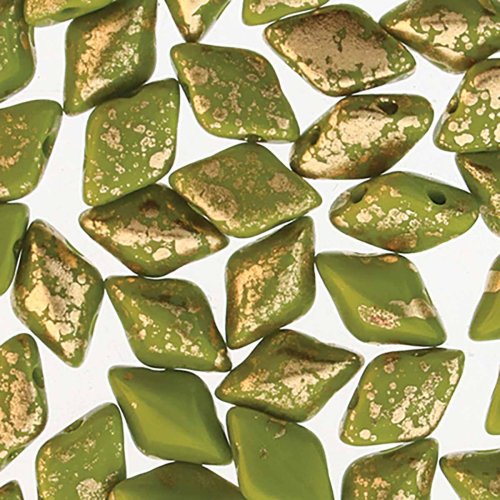30 st Gemduo, 5 x 8 mm, Gold Splash Wasabi Opaque