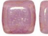  25 st Tile Beads 6x6 mm, Pink/Topaz Luster - Milky Alexandrite 