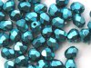50 st Firepolished, 4 mm, Jet Heavy Metal Turquoise