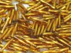 5 g Twist Bugle beads, 2x12 mm, Dark Topaz Silver Lined