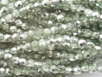  50 st Firepolished, 3 mm, Crystal Sea Foam Metallic Ice 