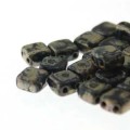  30 st Tile Beads 5x5 mm, Black Picasso 