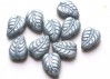  10 st 2-hole Leave, 7x10 mm, Chalk White Baby Blue 