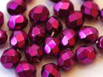  25 st Firepolished, 6 mm, Jet Heavy Metal Fuchsia 