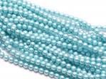  120 st 4 mm runda glaspärlor i pärlemor, Matted Turquoise Satin 