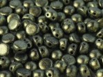  10 st 2-håls cabochoner, 6 mm, Polychrome Dark Olive 